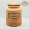 Handmade wooden mustard seed jar, eco-friendly spice storage container, kitchen organization.